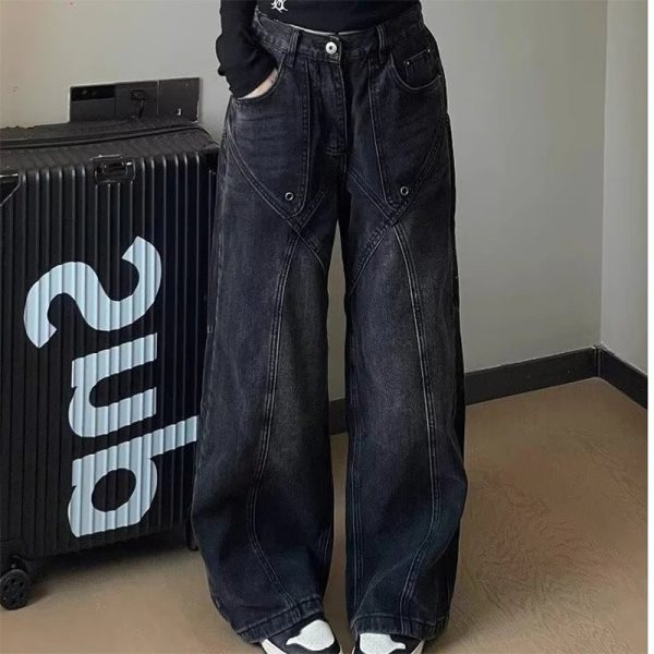 90s Vintage Wide-Leg Jeans: Y2K Fashion Essential for Effortless Style