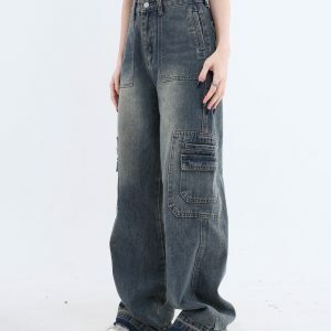 Bad Advice Y2K Cargo Jeans: Trendy Grunge Style for Effortless Outfits