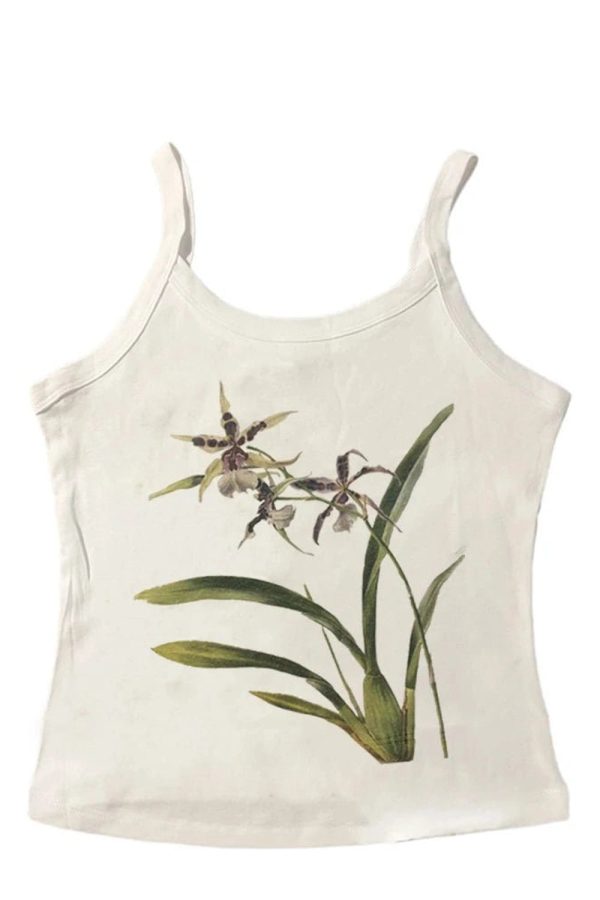 Botanical Bloom Y2K Tank Top: Trendy Summer Aesthetic Outfit Idea