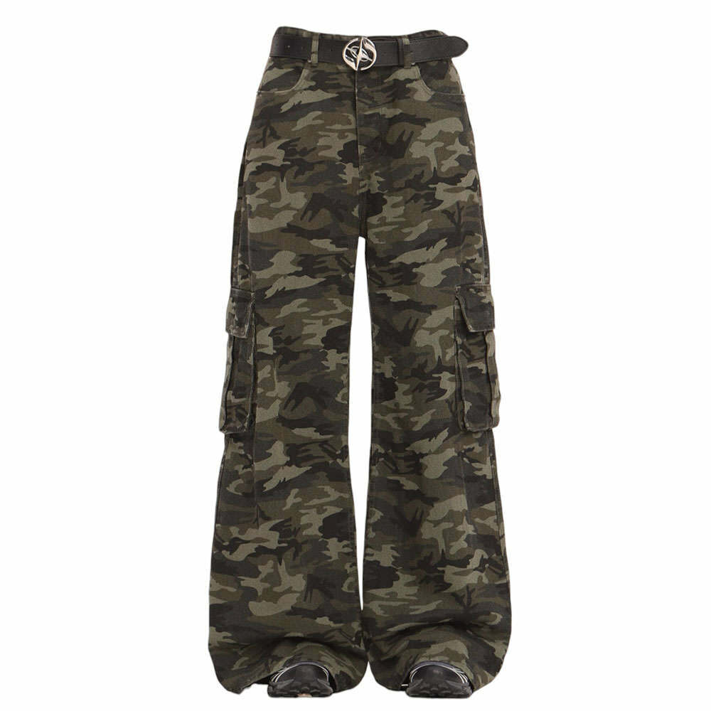 Camo Wide-Leg Cargo Pants: Trendy Y2K Fashion for Effortless Style