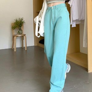 Candy Cloud High Waist Baggy Jeans - Y2K Fashion Essential for Summer