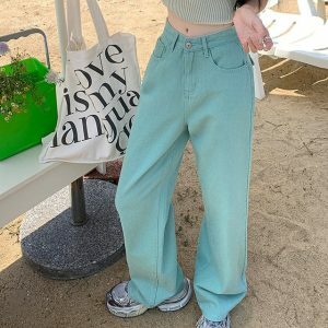 Candy Cloud High Waist Baggy Jeans - Y2K Fashion Essential for Summer