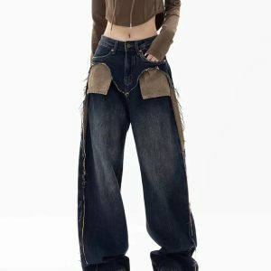 Canyon Town Y2K Cowboy Jeans: Trendy Grunge & 90s Fashion Vibes