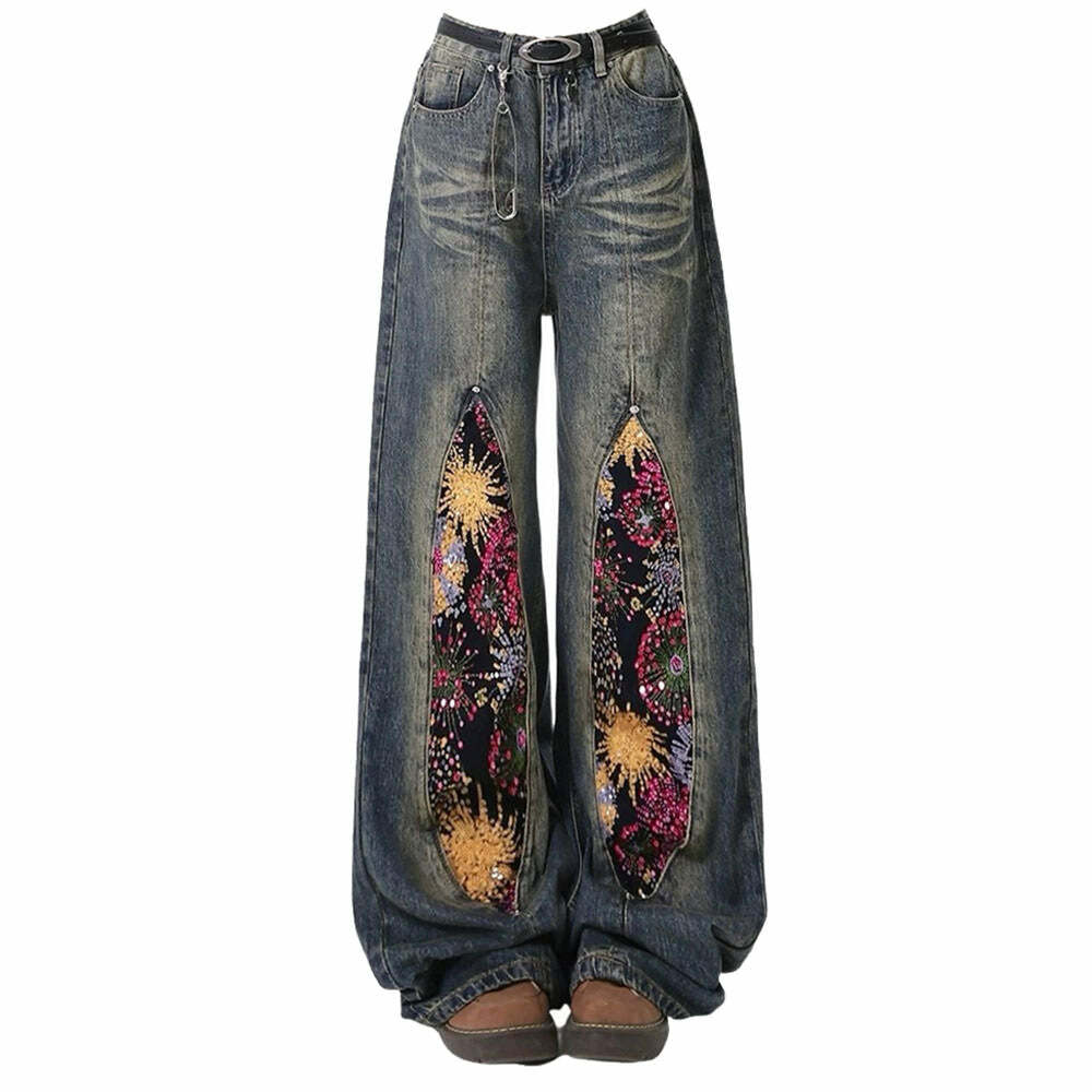 Celestial Magic Y2K Wide Leg Jeans for Effortless Summer Style