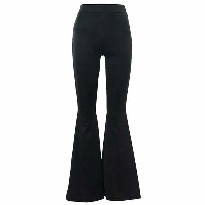 Chic Black Flared Trousers for Y2K Fashion & 90s Aesthetic Outfits