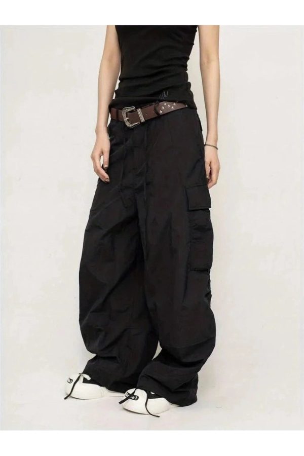 Chic Chocolate Brown Cargo Pants for Y2K Fashion & Grunge Outfits