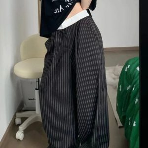 Chic Oversized Striped Palazzo Pants for Y2K and 90s Fashion Lovers