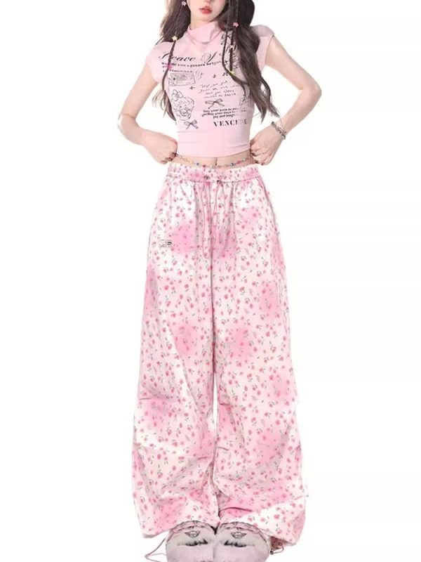 Chic Y2K Fashion Sweet Blossom Lounge Pants for Effortless Summer Style