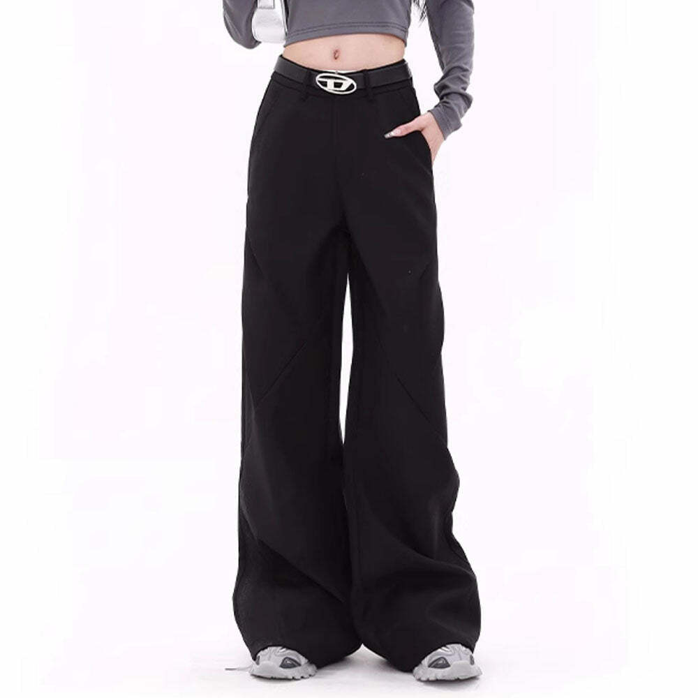 Chic Y2K Wide-Leg Black Pants for Effortless Summer Outfits