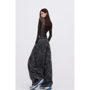 Cosmic Dust Y2K Wide-Leg Jeans for Effortless Summer Style