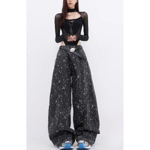 Cosmic Dust Y2K Wide-Leg Jeans for Effortless Summer Style