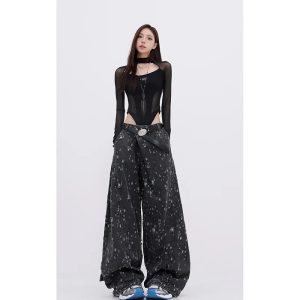 Cosmic Dust Y2K Wide-Leg Jeans for Effortless Summer Style