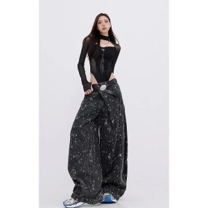 Cosmic Dust Y2K Wide-Leg Jeans for Effortless Summer Style