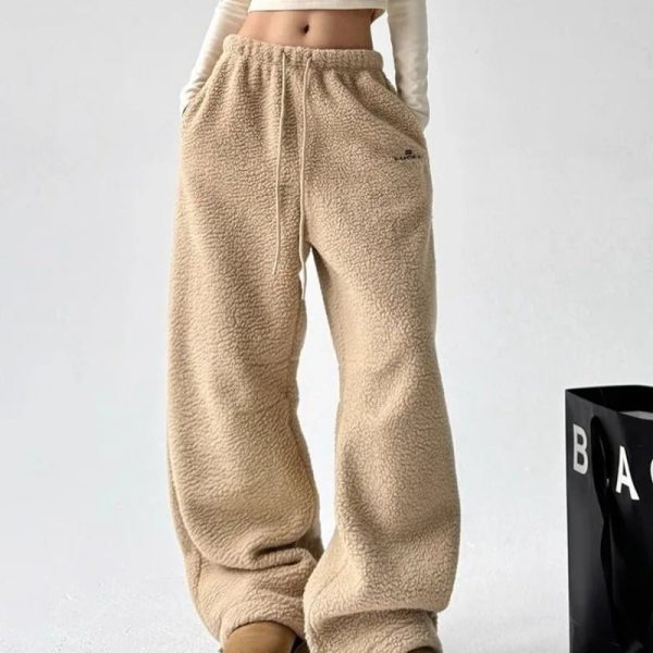 Cozy Cloud Fleece Cargo Pants for Y2K Fashion and Grunge Aesthetic