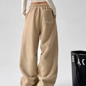 Cozy Cloud Fleece Cargo Pants for Y2K Fashion and Grunge Aesthetic