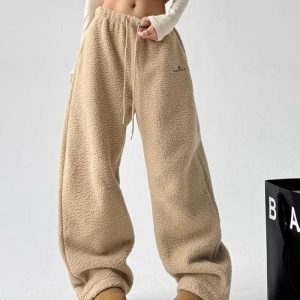 Cozy Cloud Fleece Cargo Pants for Y2K Fashion and Grunge Aesthetic