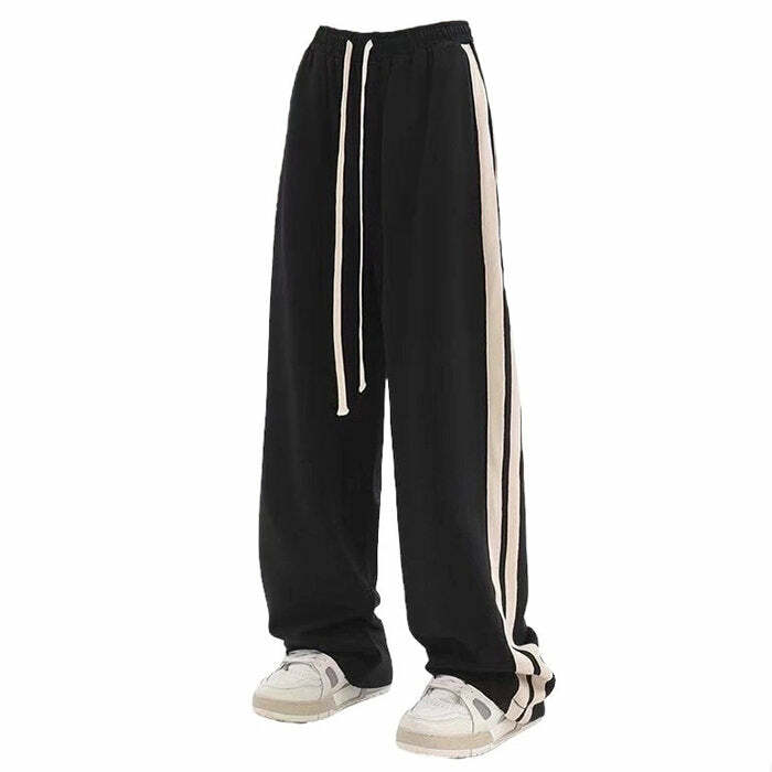 Cozy Y2K Side Stripes Sweatpants for Grunge and Casual Aesthetic