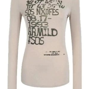 Distressed Graphic Long Sleeve Tee for Y2K and 90s Fashion Lovers