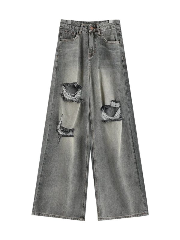 Distressed Oversized Baggy Jeans for Y2K Fashion & Grunge Aesthetic