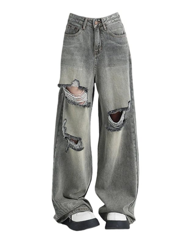 Distressed Oversized Baggy Jeans for Y2K Fashion & Grunge Aesthetic