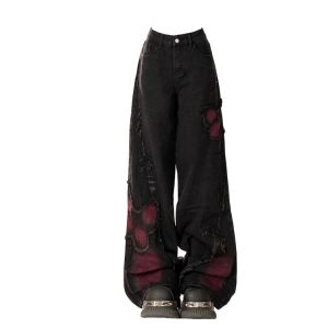 Distressed Red Butterfly Cargo Pants for Y2K Fashion Lovers