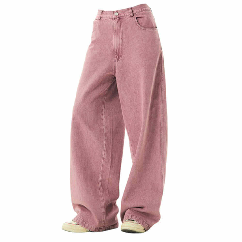 Dust Pink Y2K Skater Girl Baggy Jeans for Trendy Summer Outfits