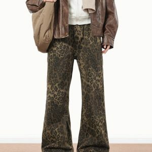 Fierce Y2K Fashion Leopard Print Baggy Jeans for a Bold Summer Look