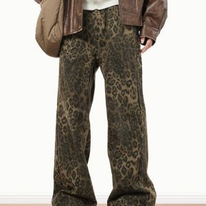 Fierce Y2K Fashion Leopard Print Baggy Jeans for a Bold Summer Look