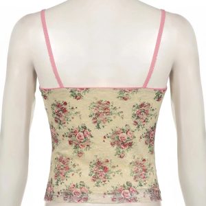 Floral Lace Vintage Top: Y2K Aesthetic for Effortless Summer Style