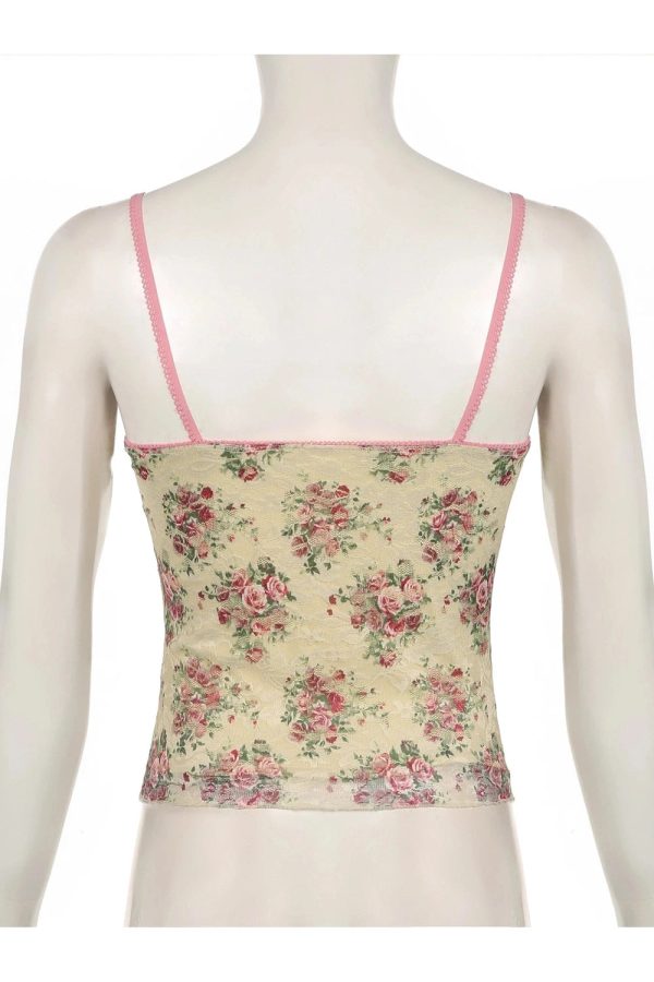 Floral Lace Vintage Top: Y2K Aesthetic for Effortless Summer Style