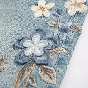 Floral Meadow Embroidered Wide Leg Jeans - Y2K Fashion Essential