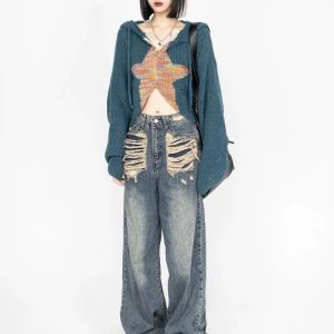 Galactic Grunge Hoodie: Y2K Fashion Essential for Aesthetic Outfits