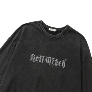 Gothic Bell Witch Long Sleeve Top - Y2K Grunge Aesthetic Fashion