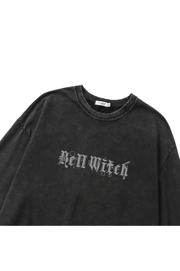 Gothic Bell Witch Long Sleeve Top - Y2K Grunge Aesthetic Fashion