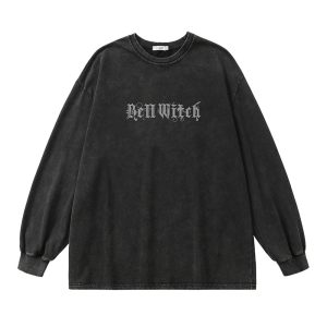 Gothic Bell Witch Long Sleeve Top - Y2K Grunge Aesthetic Fashion