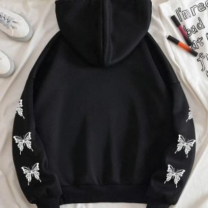 Gothic Butterfly Zip-Up Hoodie: Y2K Grunge Aesthetic for Summer Style