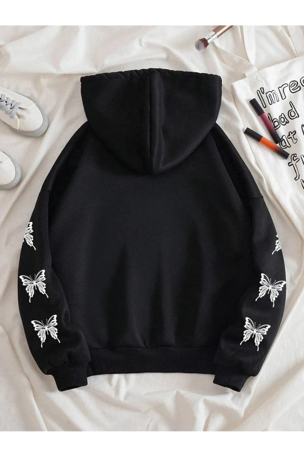 Gothic Butterfly Zip-Up Hoodie: Y2K Grunge Aesthetic for Summer Style