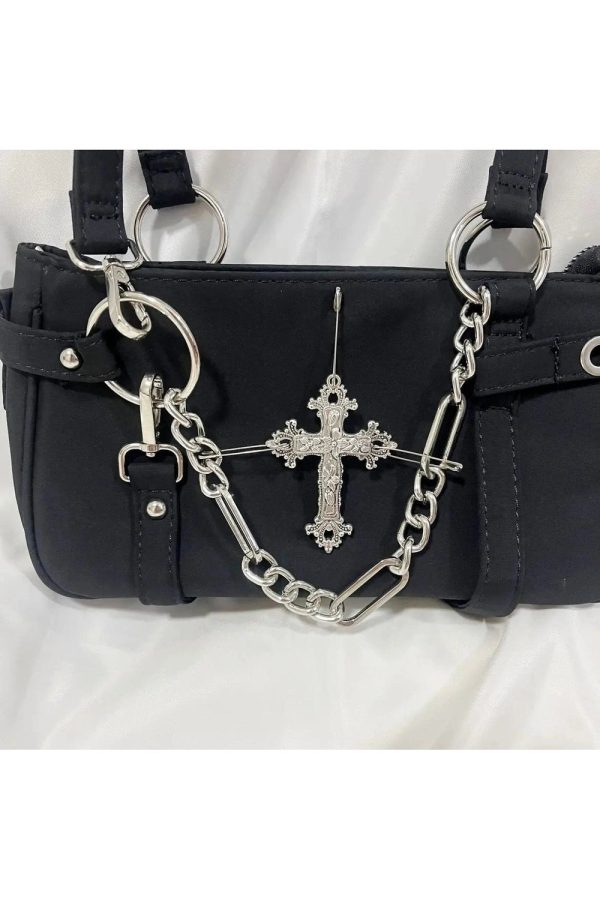 Gothic Cross Chain Shoulder Bag - Y2K Fashion Statement Accessory