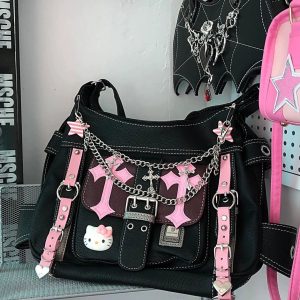 Gothic Kawaii Cross Chain Bag: Y2K Aesthetic for Trendy Outfits