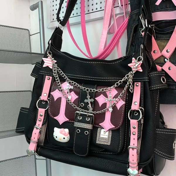 Gothic Kawaii Cross Chain Bag: Y2K Aesthetic for Trendy Outfits