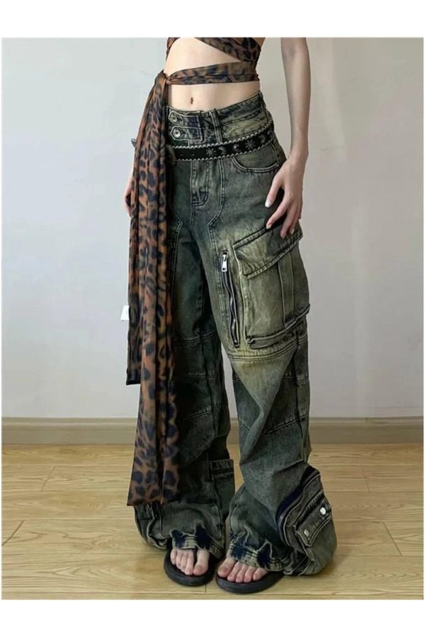 Grunge Oversized Cargo Pants: Y2K Fashion Essential for Effortless Style