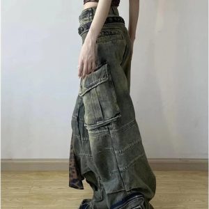 Grunge Oversized Cargo Pants: Y2K Fashion Essential for Effortless Style