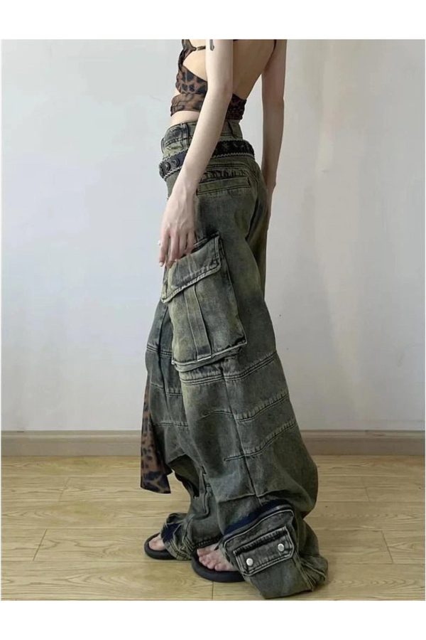 Grunge Oversized Cargo Pants: Y2K Fashion Essential for Effortless Style