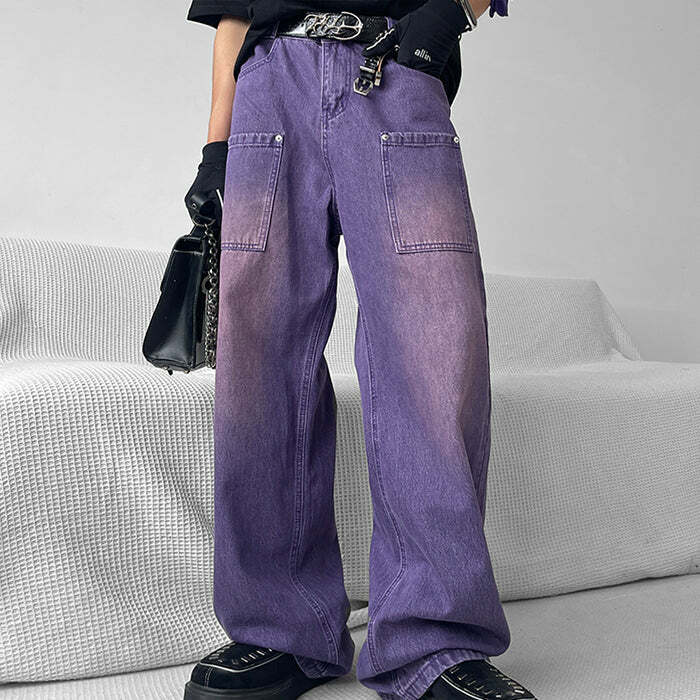 Grunge Purple Baggy Jeans: Y2K Fashion Essential for Effortless Style