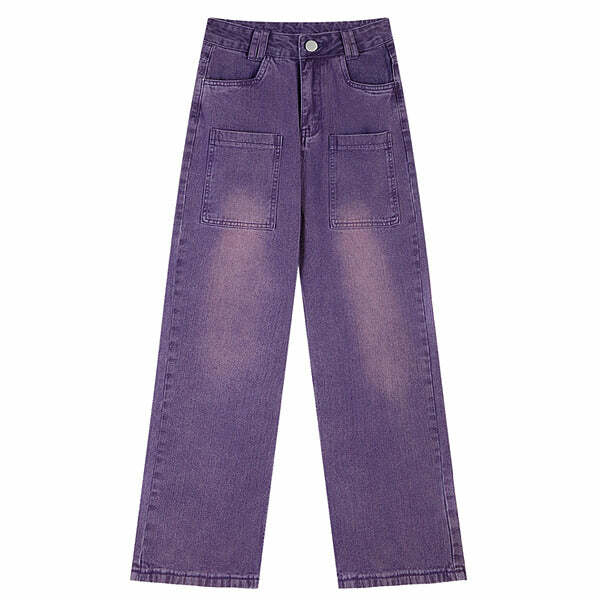 Grunge Purple Baggy Jeans: Y2K Fashion Essential for Effortless Style