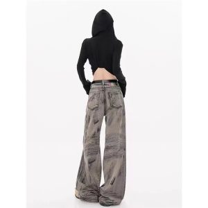 Grunge Splatter Wide-Leg Jeans: Y2K Fashion Meets 90s Aesthetic Style