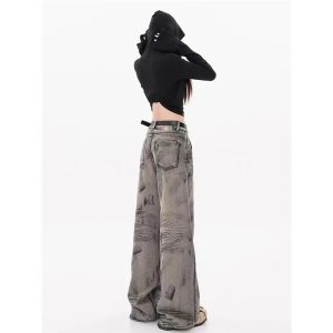 Grunge Splatter Wide-Leg Jeans: Y2K Fashion Meets 90s Aesthetic Style