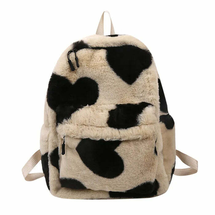 Heart Crush Fuzzy Backpack: Y2K Aesthetic for Trendy Summer Outfits