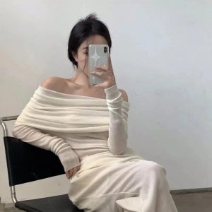 Ivory Off-Shoulder Wrap Top for Y2K Fashion & Summer Outfits