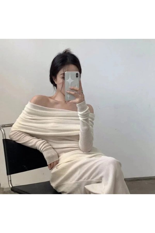 Ivory Off-Shoulder Wrap Top for Y2K Fashion & Summer Outfits